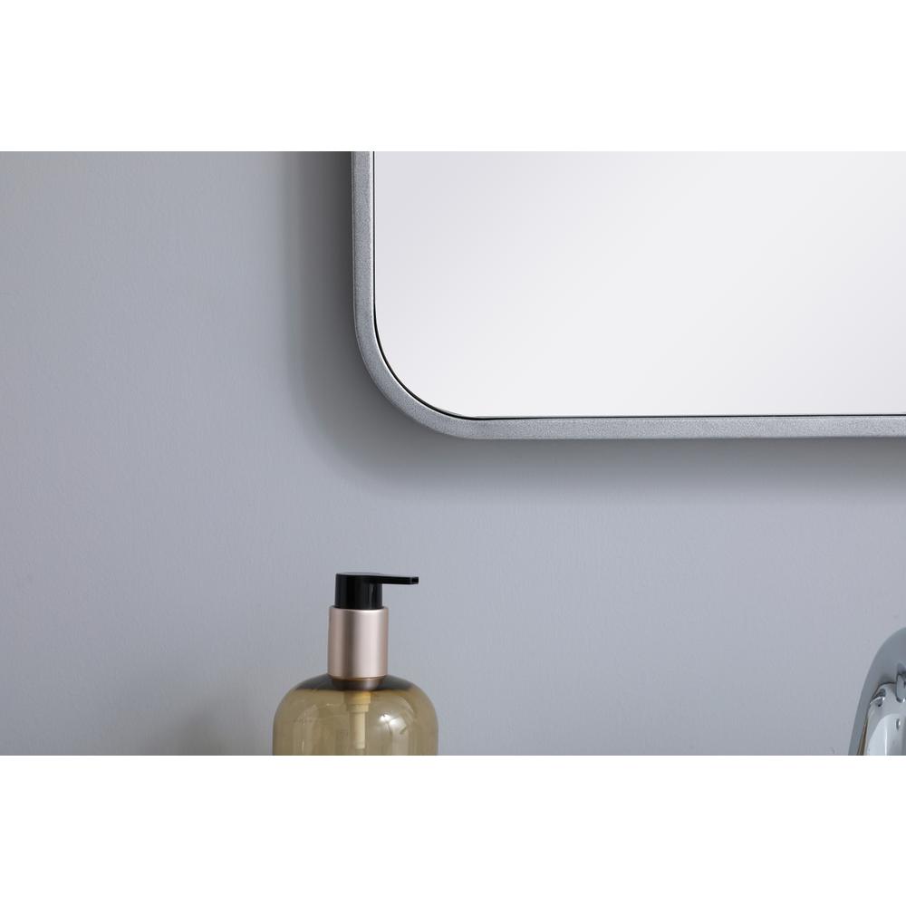 Soft corner metal rectangular mirror 18x30 inch in Silver. Picture 3