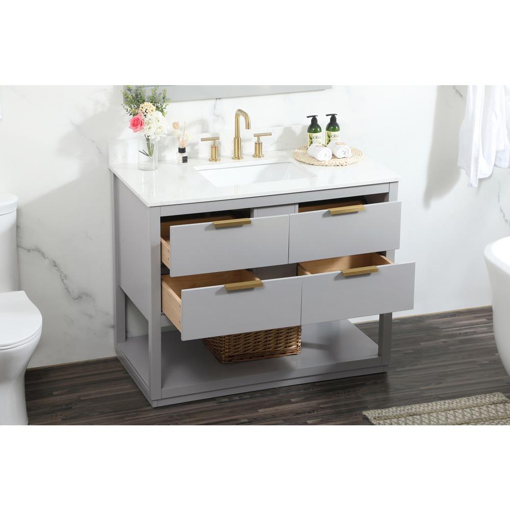 42 inch Single bathroom vanity in grey with backsplash. Picture 3
