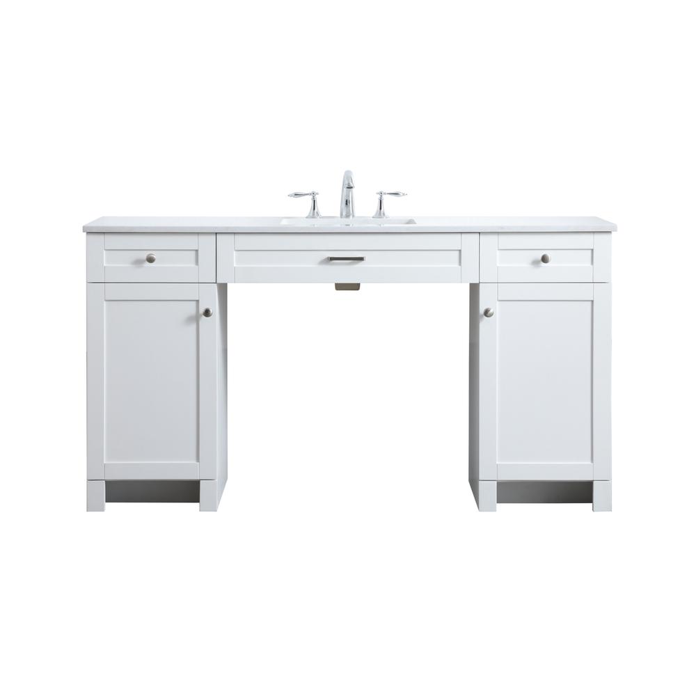 60 Inch ADA Compliant Bathroom Vanity In White. Picture 1