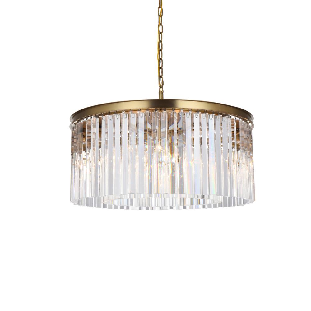 Sydney 31.5 inch round crystal chandelier in satin gold. Picture 2