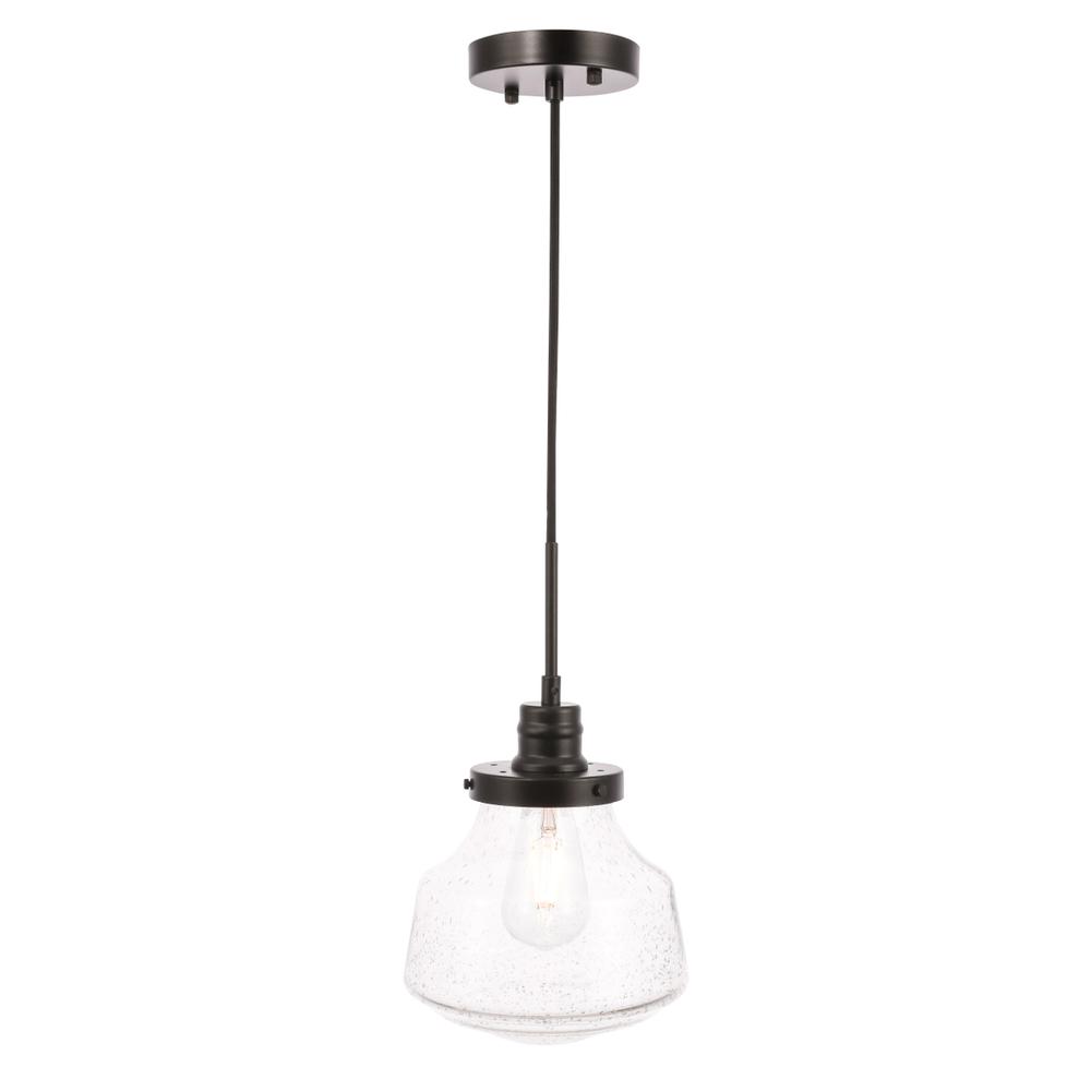 Lyle 1 light Black and Clear seeded glass pendant. Picture 1