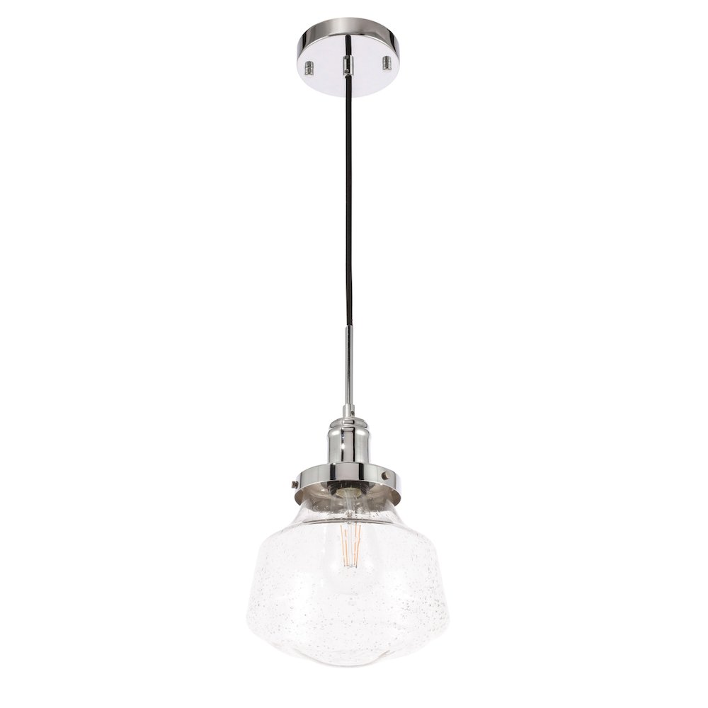 Lyle 1 Light Chrome And Clear Seeded Glass Pendant. Picture 8
