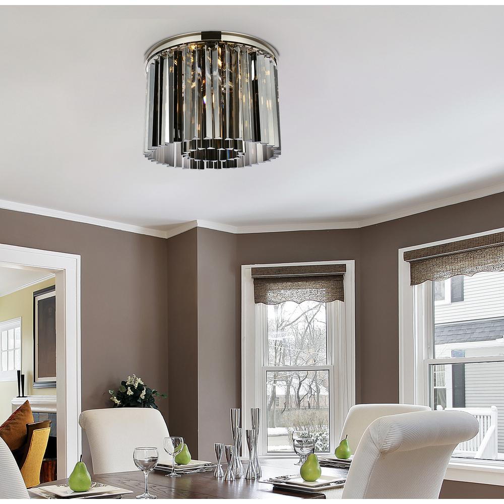 Sydney 6 light polished nickel Flush Mount Silver Shade (Grey) Royal Cut Crystal. Picture 8
