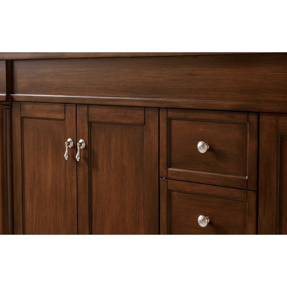 60 inch Single Bathroom vanity in Walnut with ivory white engineered marble. Picture 5