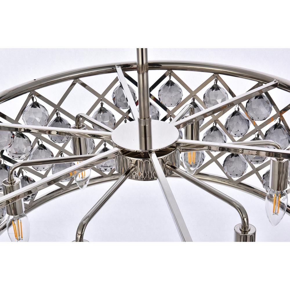 Madison 6 light polished Nickel Chandelier Silver Shade (Grey) Royal Cut Crystal. Picture 4