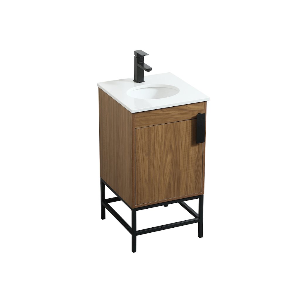 18 Inch Single Bathroom Vanity In Walnut Brown. Picture 9