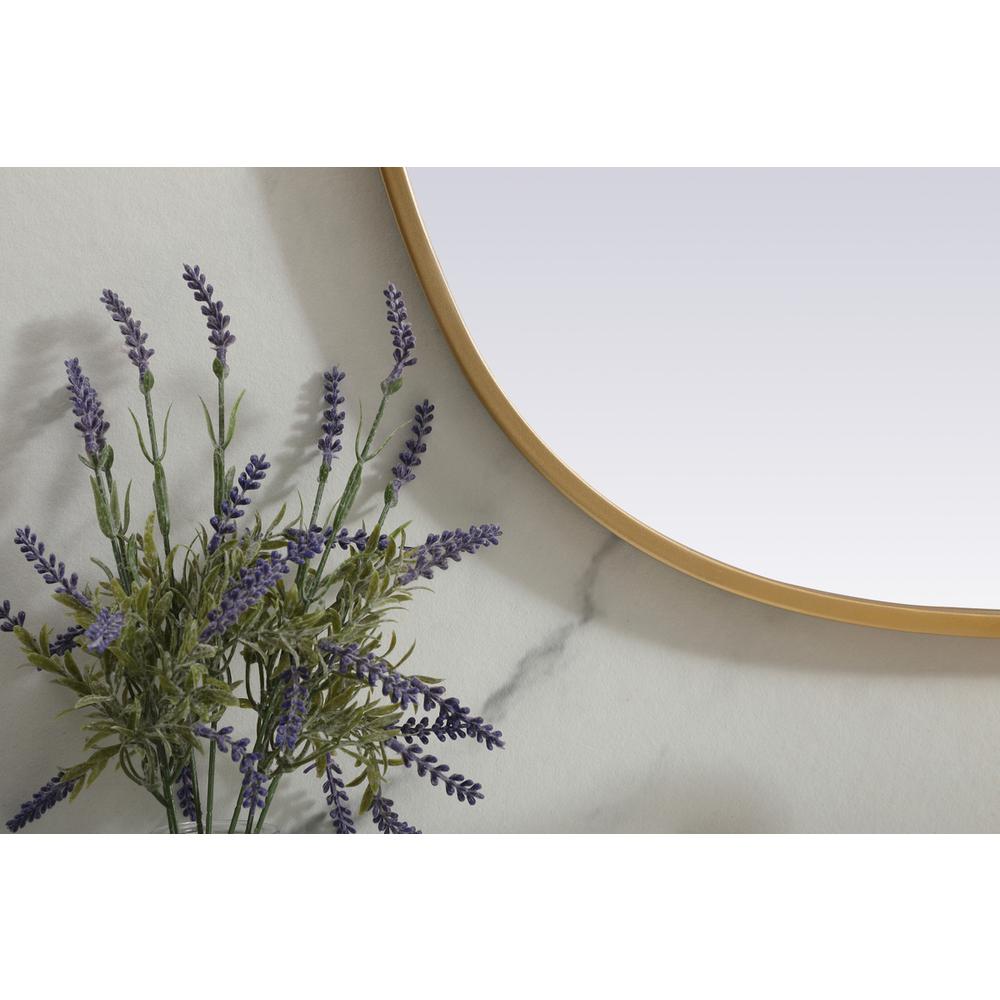 Metal Frame Oval Mirror 24x30 Inch in Brass. Picture 5