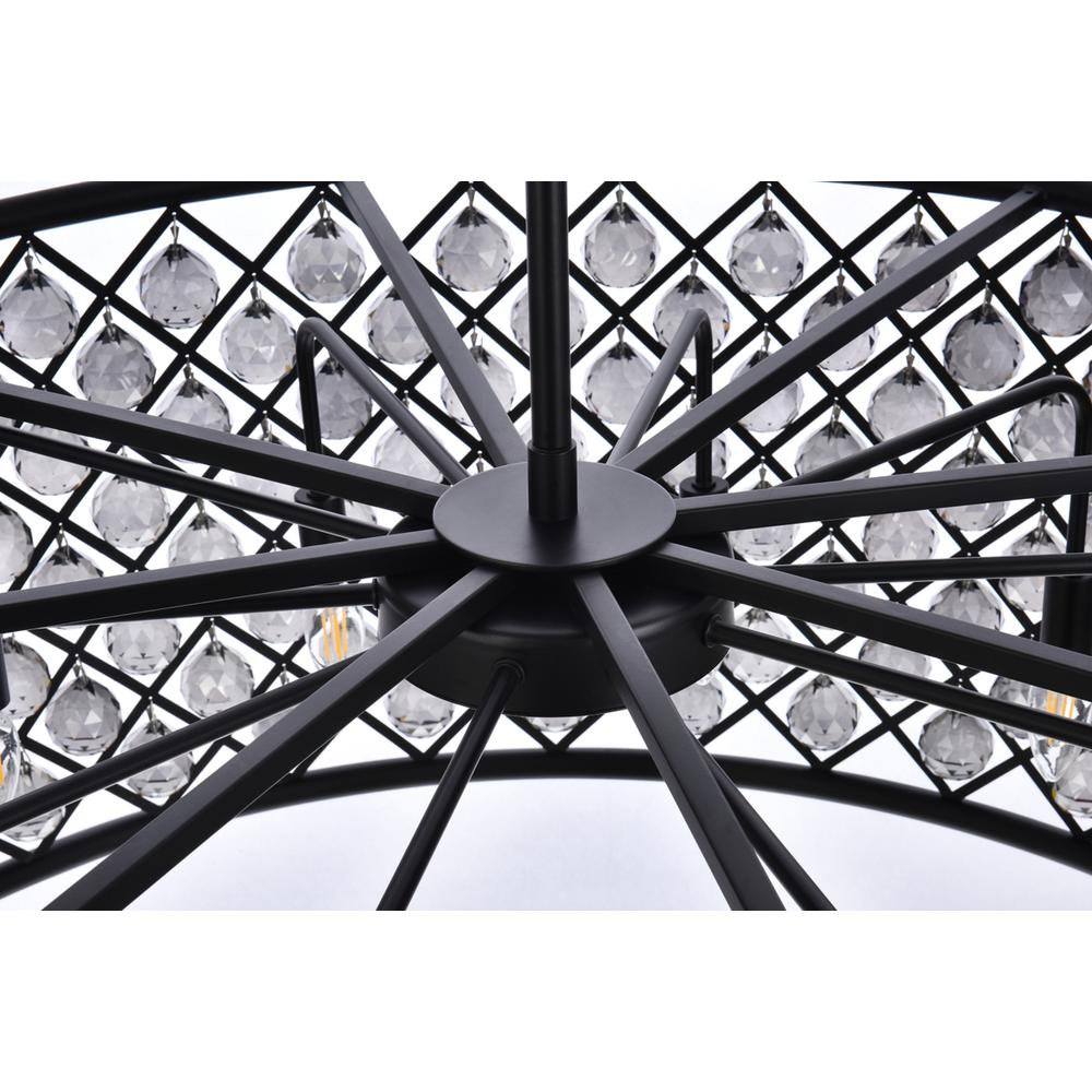 Madison 10 light Matte Black Chandelier Silver Shade (Grey) Royal Cut Crystal. Picture 4