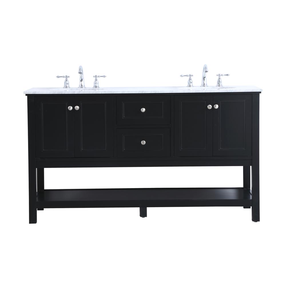 60 in. double sink bathroom vanity set in Black. Picture 1