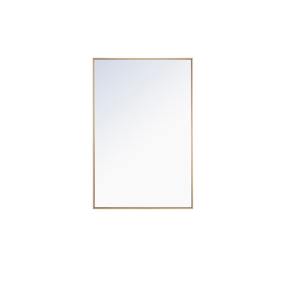 Metal frame Rectangle Mirror 28 inch Brass. Picture 1