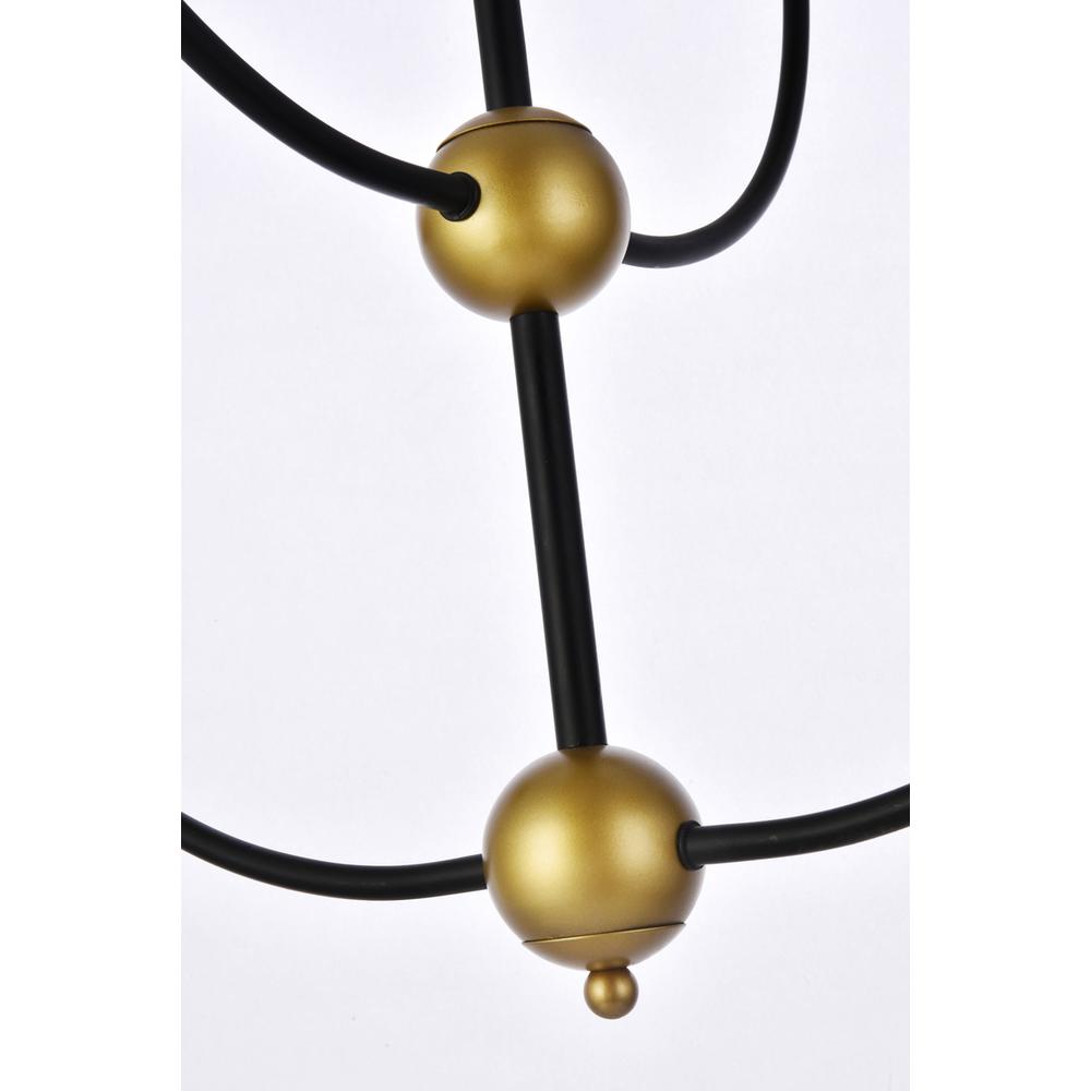 Lennon 31.5 inch pendant in black and brass with clear shade. Picture 3