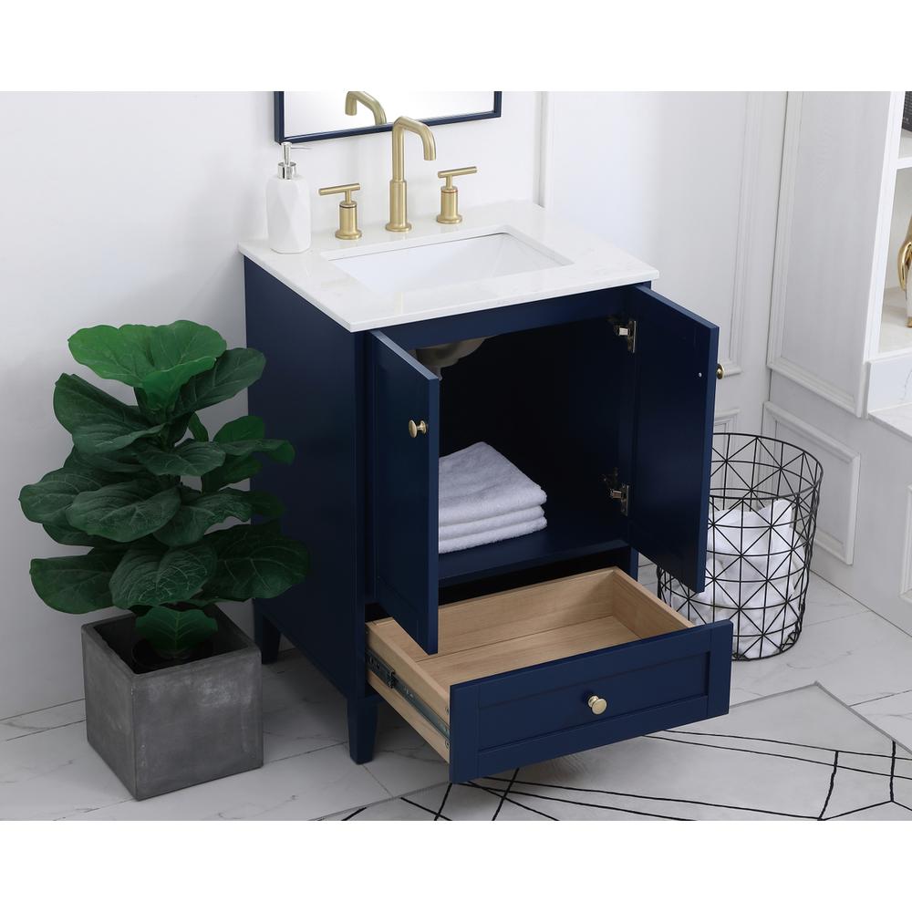 24 inch Single Bathroom Vanity in Blue. Picture 3