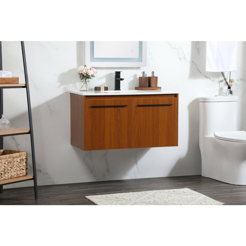 36 Inch Single Bathroom Vanity In Teak. Picture 3