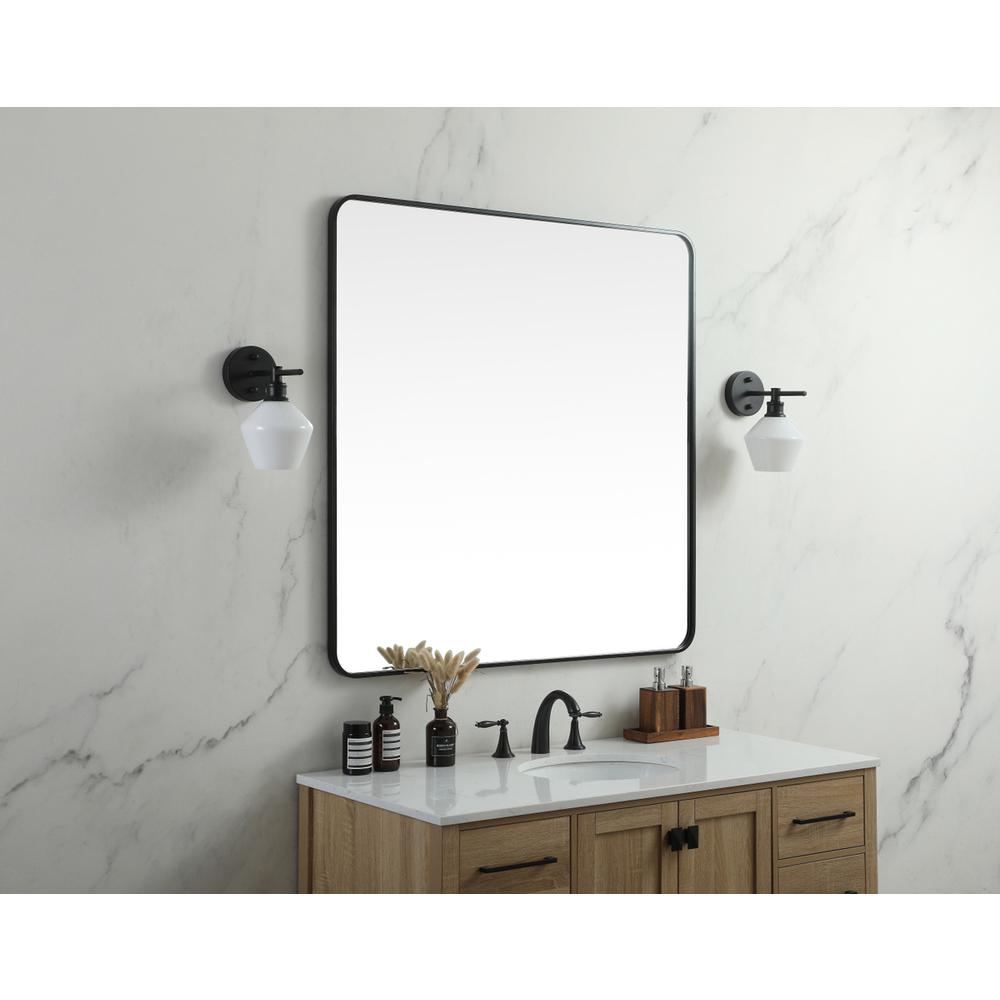 Soft corner metal square mirror 42x42 inch in Black. Picture 2