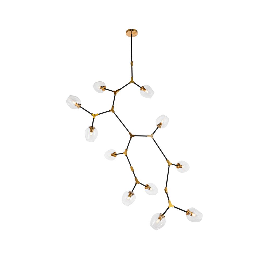 Cavoli 11 light in Light Antique Brass and Flat Black Pendant. Picture 1