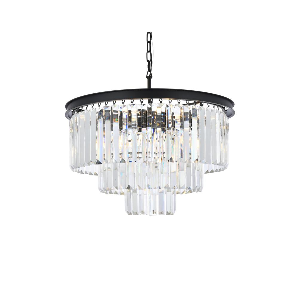 Sydney 9 light Matte Black Chandelier Clear Royal Cut Crystal. Picture 2