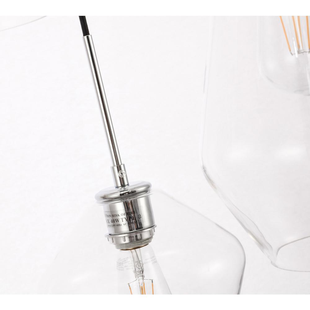 Gene 3 light Chrome and Clear glass pendant. Picture 10