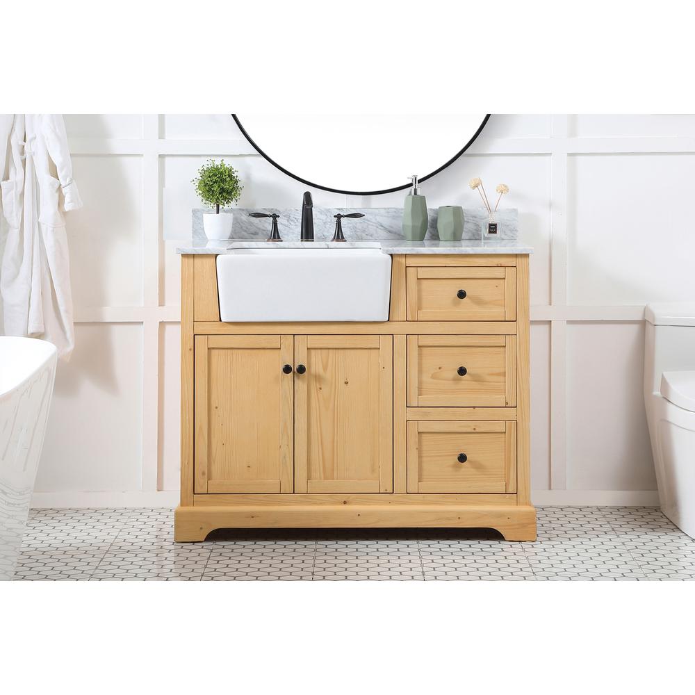 42 inch Single bathroom vanity in natural wood with backsplash. Picture 14