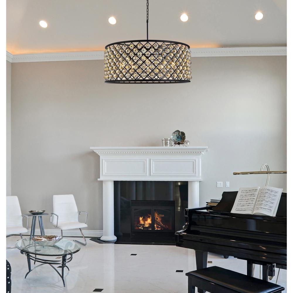 Madison 10 light Matte Black Chandelier Golden Teak (Smoky) Royal Cut Crystal. Picture 8