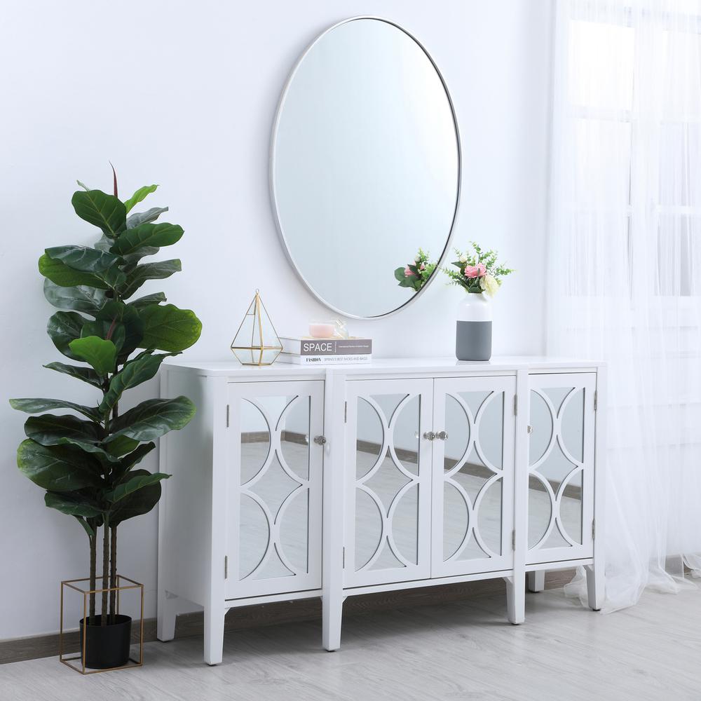 Metal frame oval mirror 40 inch in silver. Picture 3