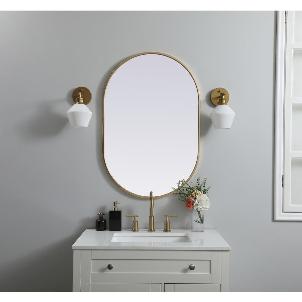 Metal Frame Oval Mirror 24x36 Inch in Brass. Picture 11