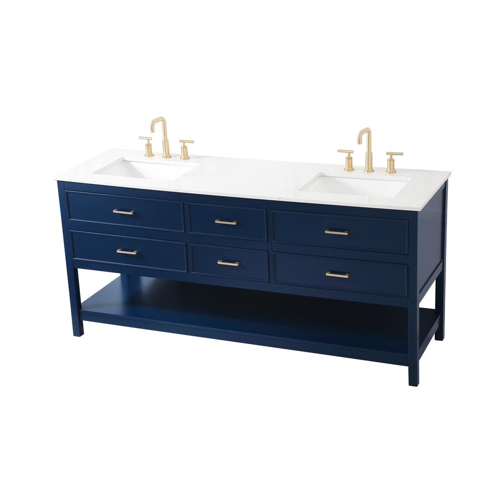 72 inch double bathroom vanity in blue. Picture 8
