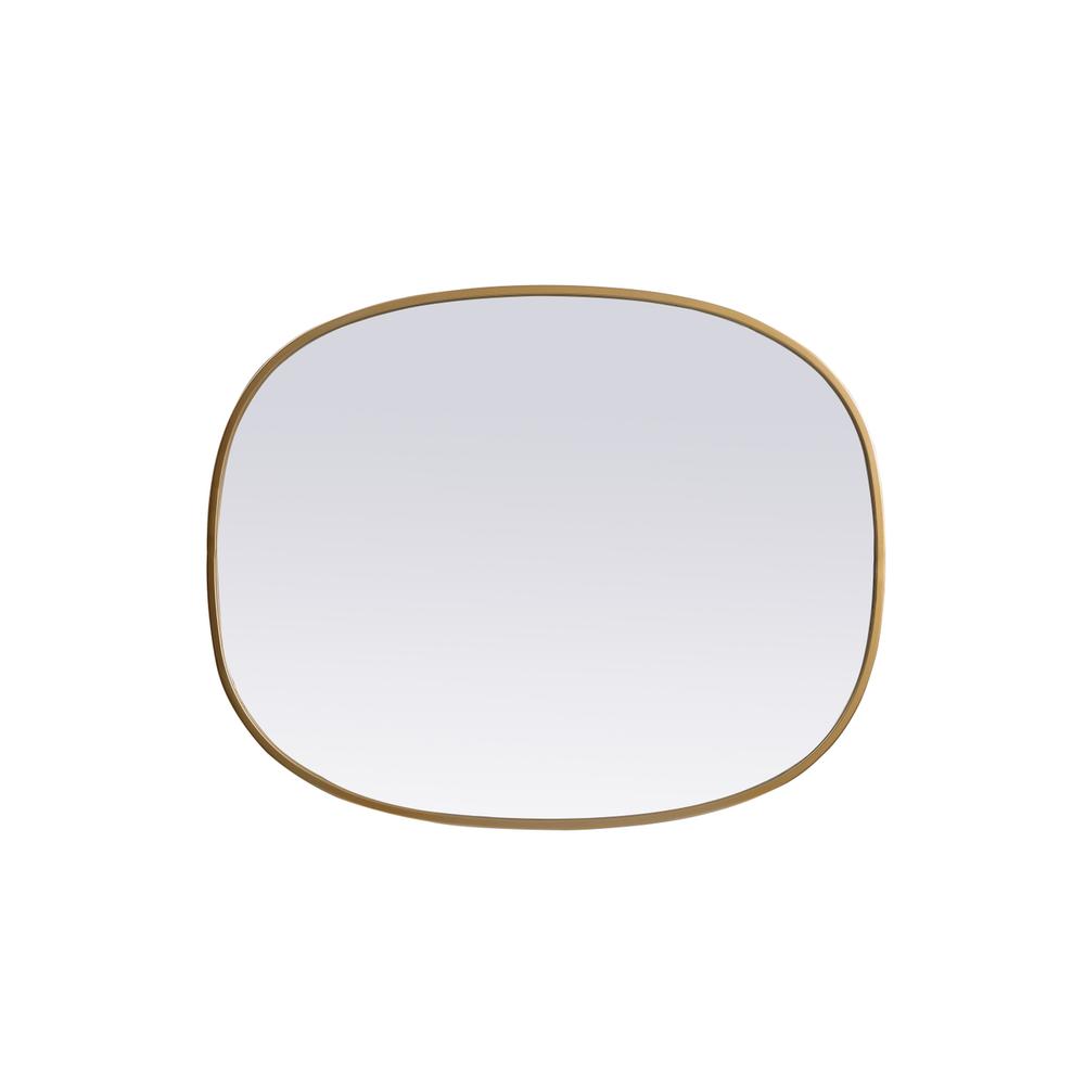 Metal Frame Oval Mirror 24x30 Inch in Brass. Picture 8