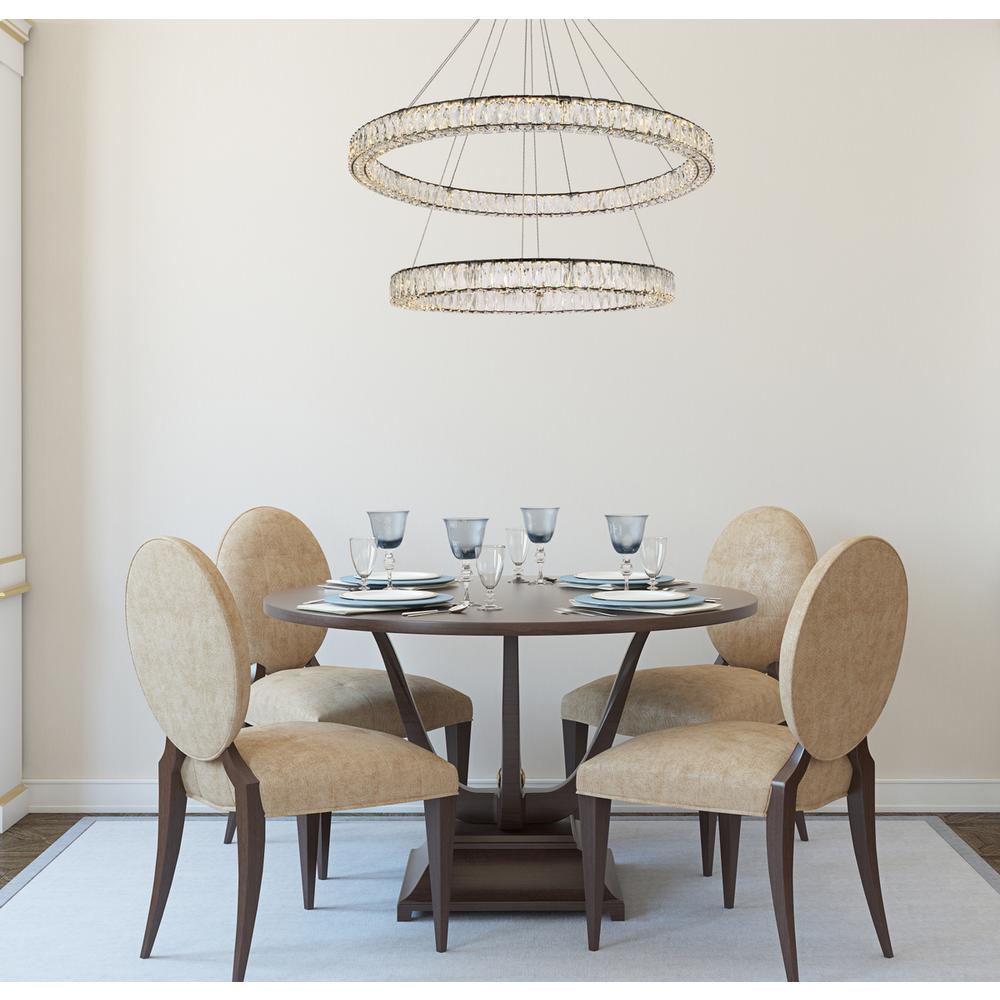 Monroe 42 inch LED round double ring pendant in black. Picture 7