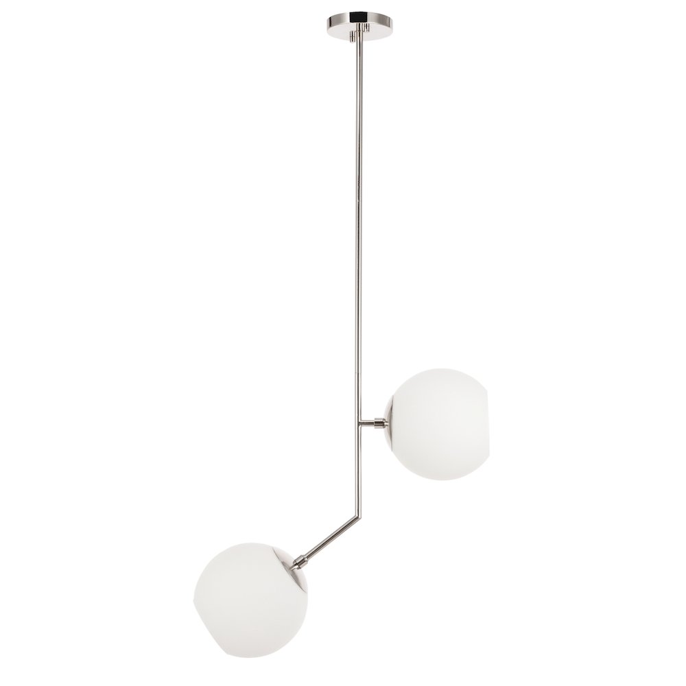 Ryland 2 Light Chrome And Frosted White Glass Pendant. Picture 3
