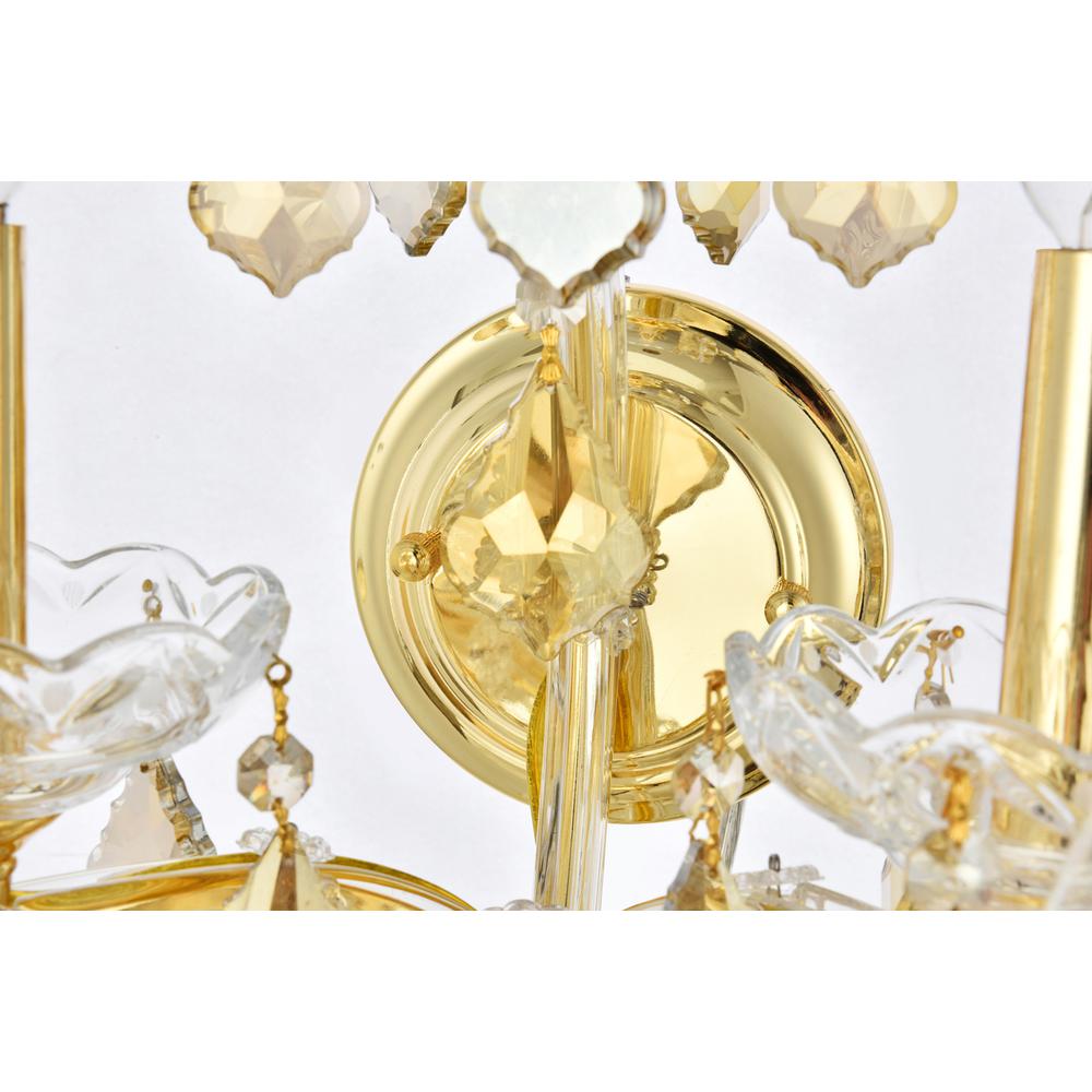Maria Theresa 5 light Gold Wall Sconce Golden Teak (Smoky) Royal Cut Crystal. Picture 4