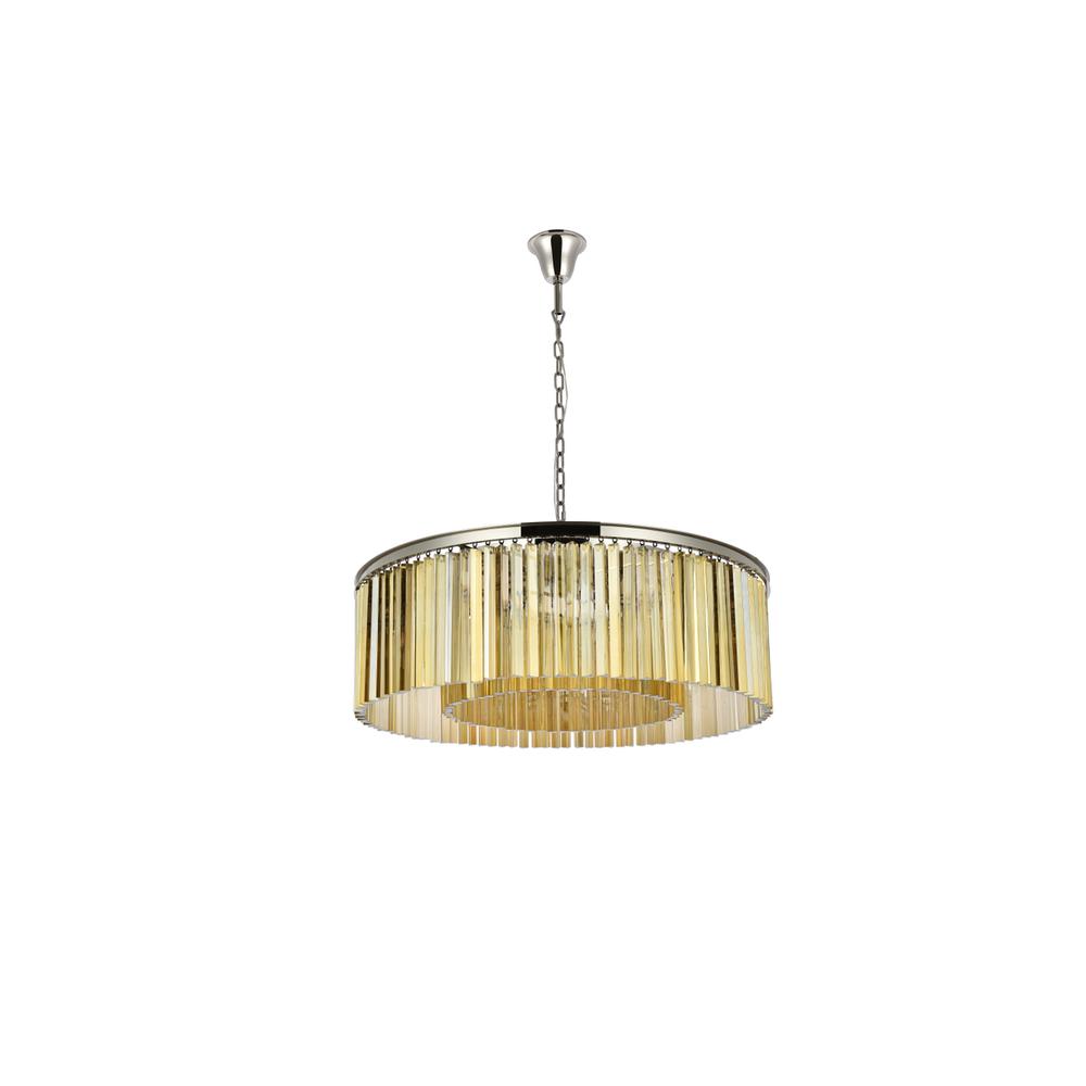 Sydney 10 light polished nickel Chandelier Golden Teak (Smoky) Royal Cut Crystal. Picture 6