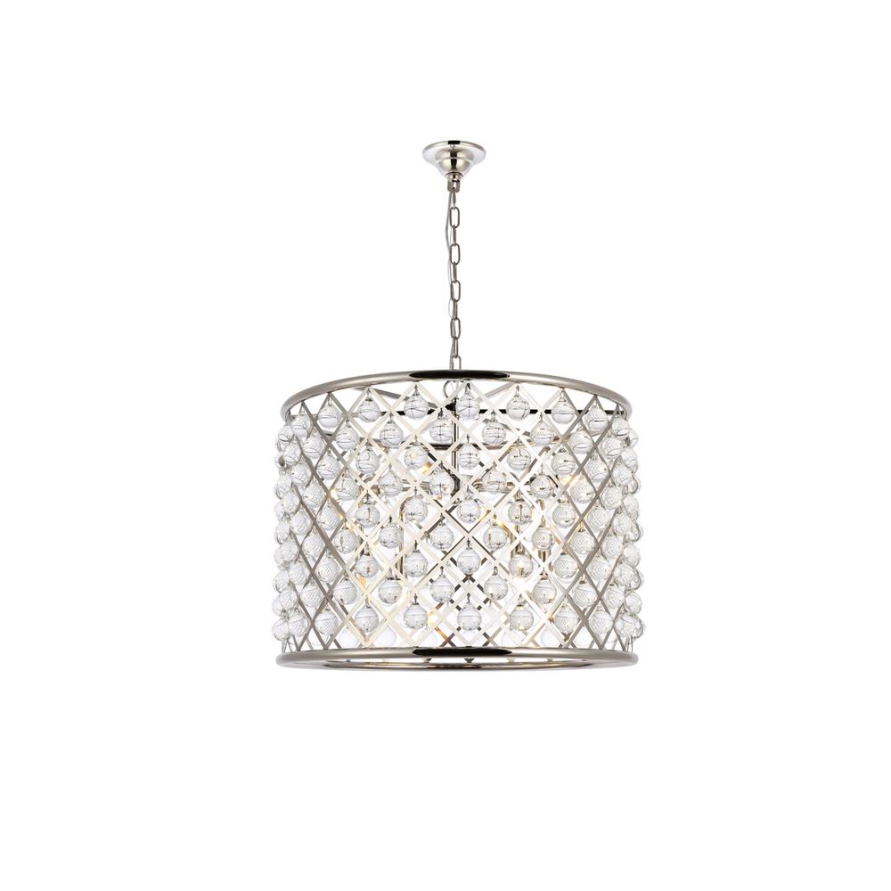 Madison 8 light polished nickel Chandelier Clear Royal Cut Crystal. Picture 1