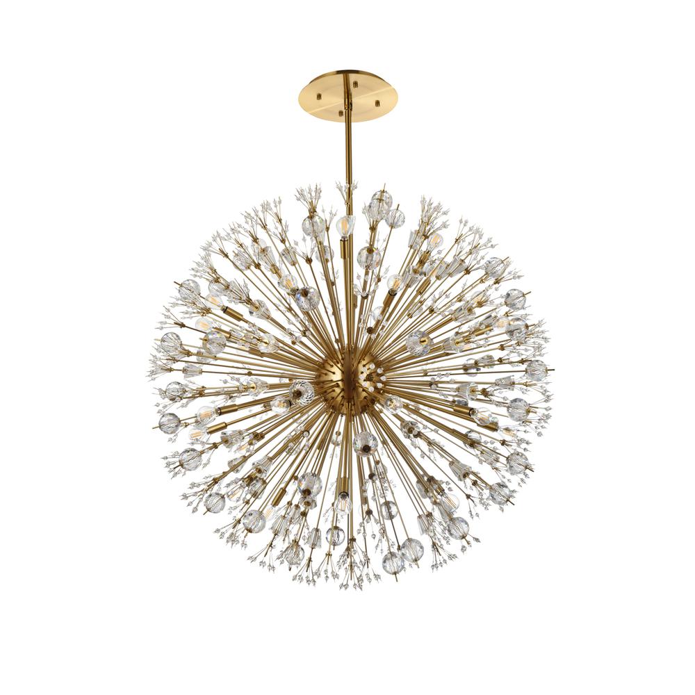 Vera 44 inch crystal starburst round pendant in gold. Picture 6