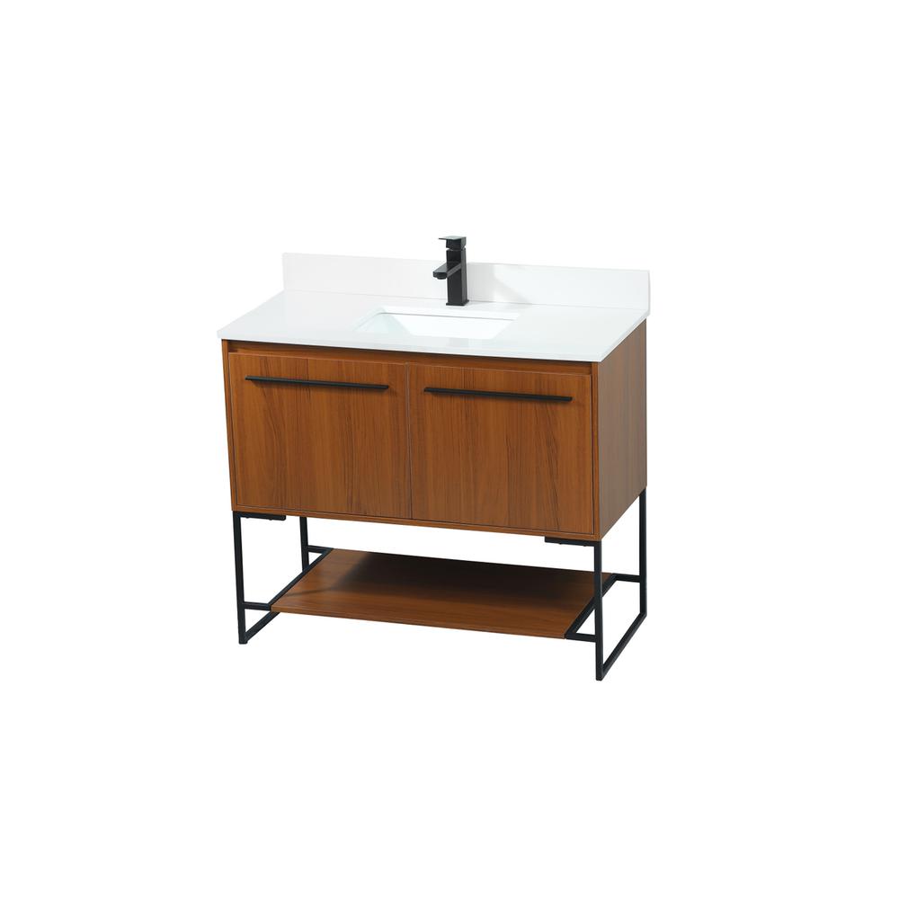 40 inch Single bathroom vanity in teak with backsplash. Picture 8