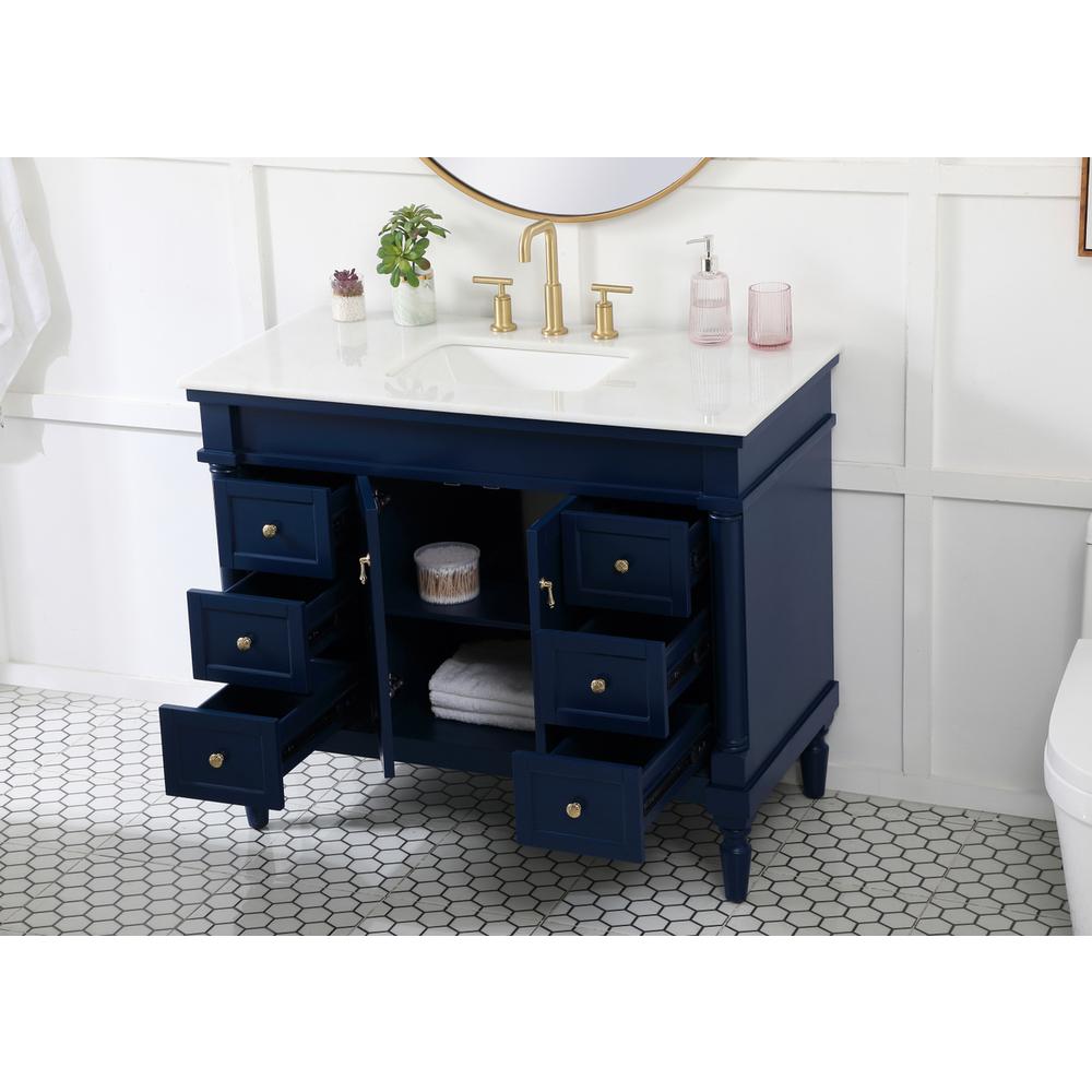 42 inch Single bathroom vanity in blue. Picture 3