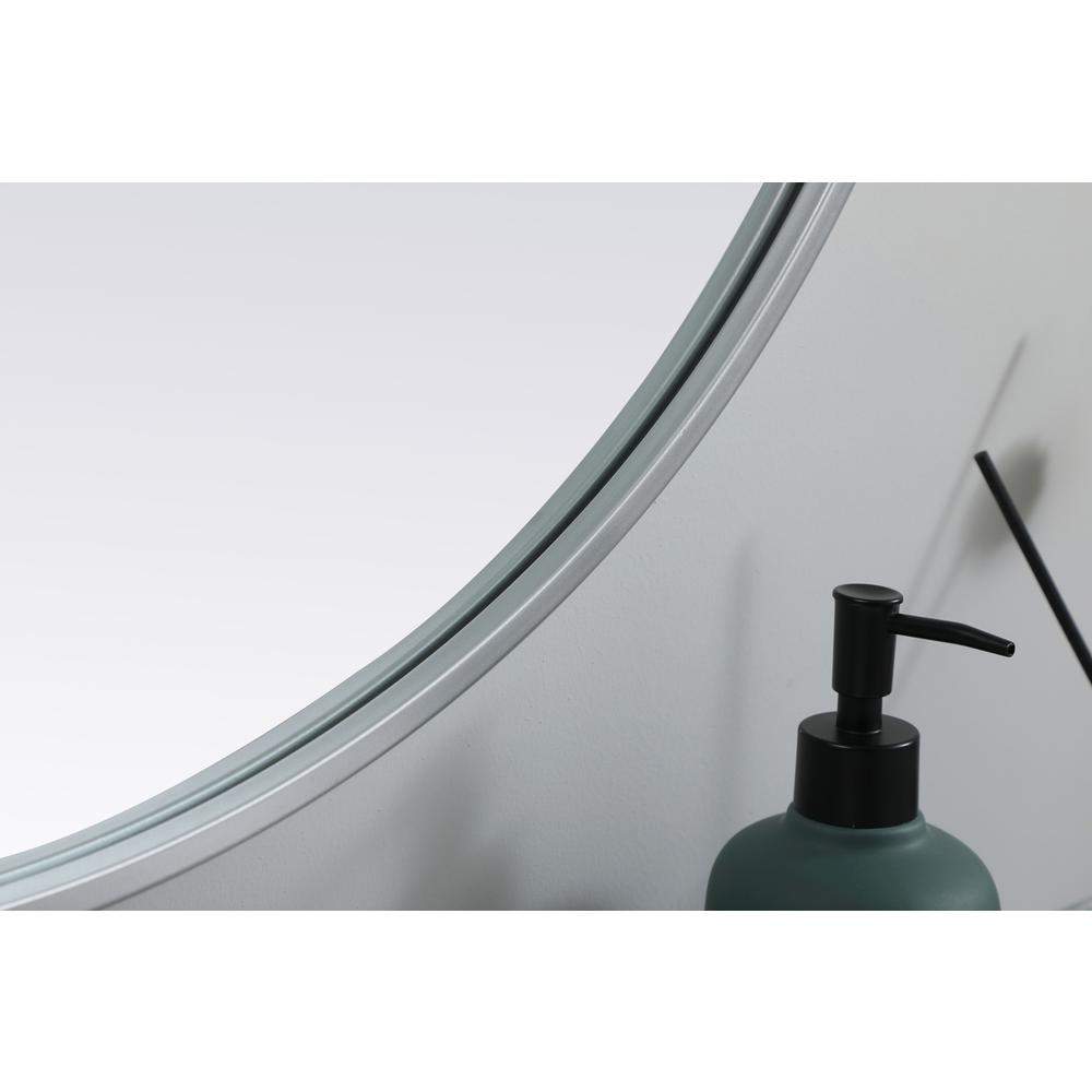 Metal Frame Oval Mirror 27x36 Inch in Silver. Picture 6