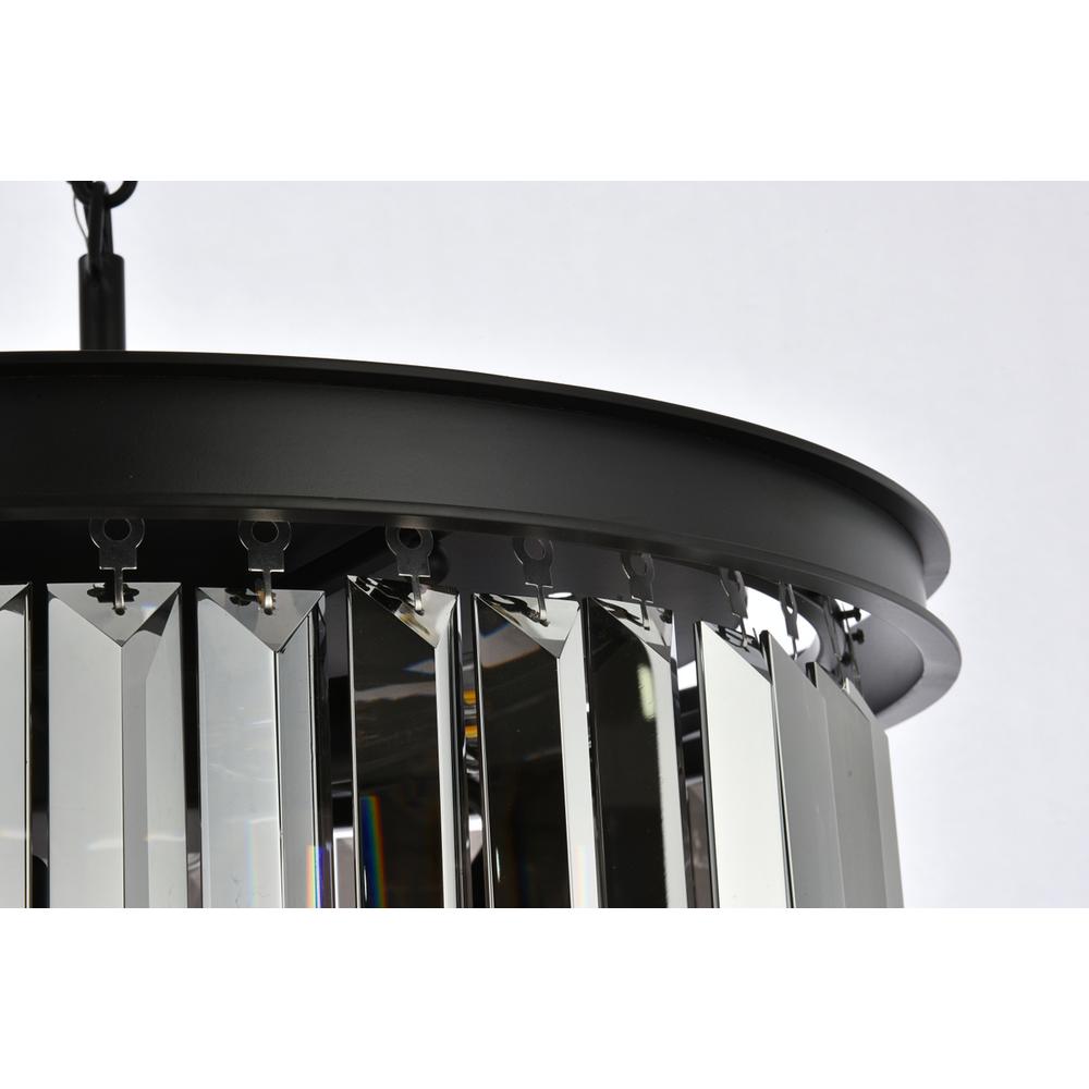 Sydney 6 light Matte Black Pendant Silver Shade (Grey) Royal Cut Crystal. Picture 4