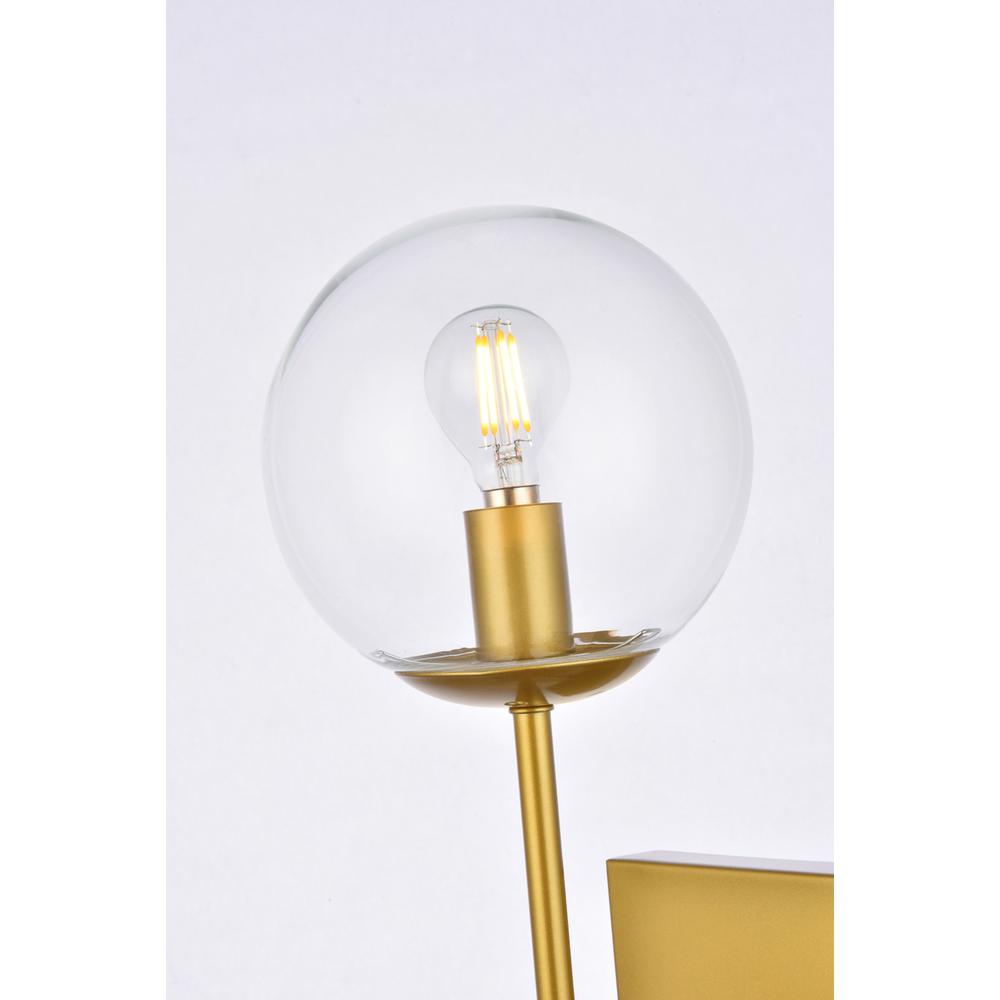Neri 1 light brass and clear glass wall sconce. Picture 3