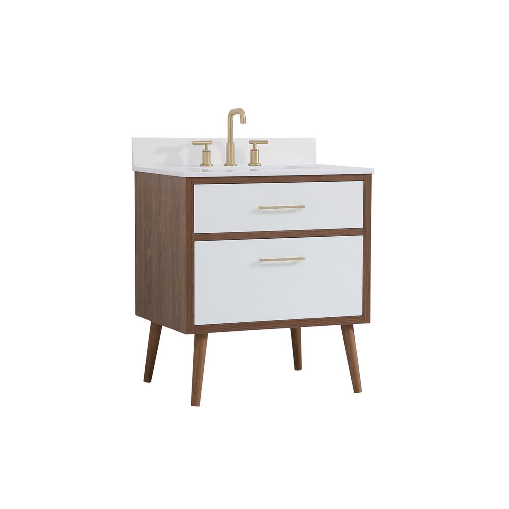 30 inch bathroom Vanity in White with Backsplash. Picture 7