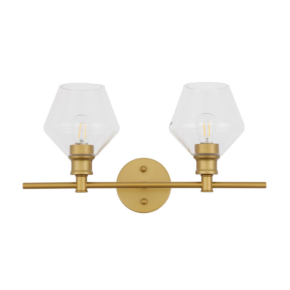Gene 2 light Brass and Clear glass Wall sconce. Picture 2