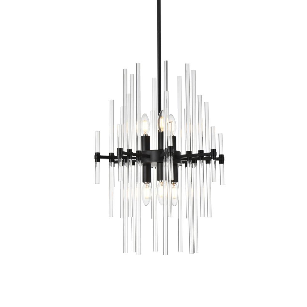 Sienna 17 inch crystal rod pendant in black. Picture 2