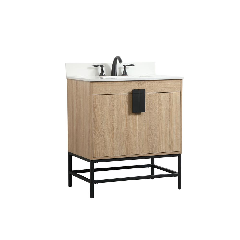 30 inch Single bathroom vanity in mango wood with backsplash. Picture 7