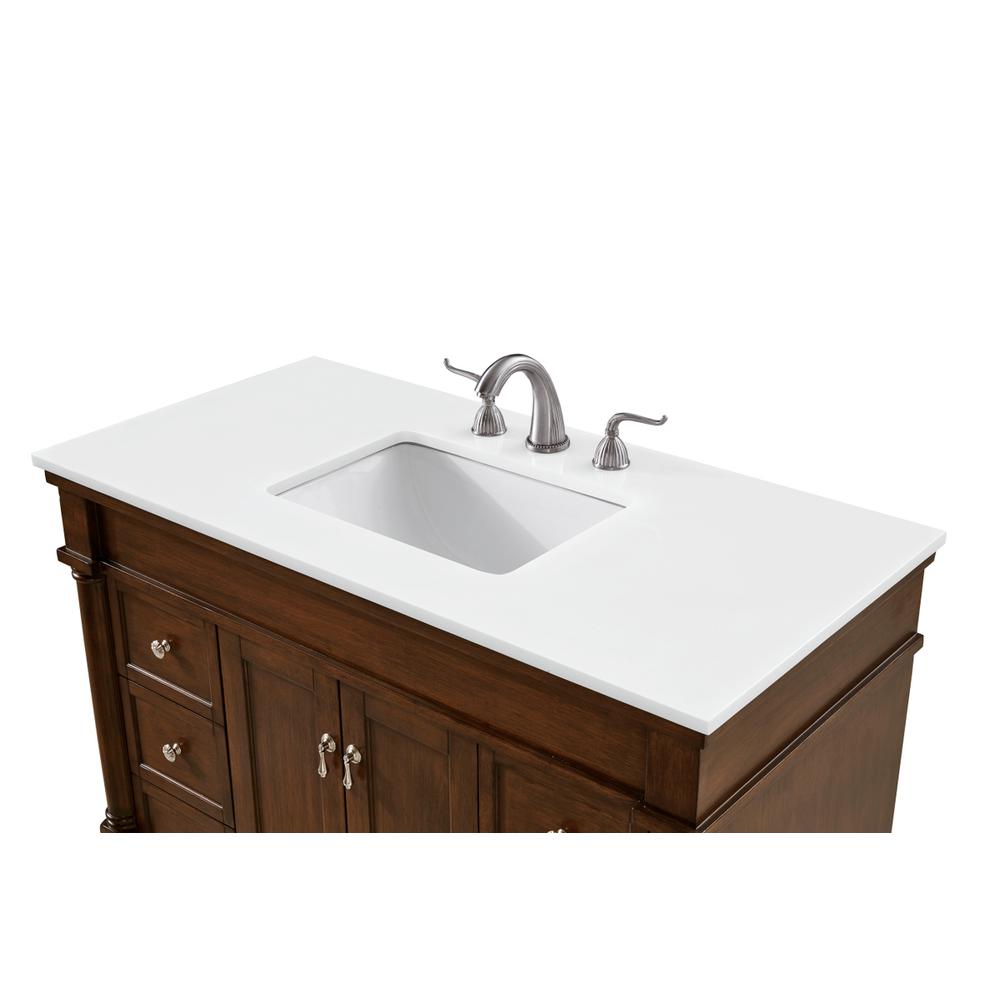 42 inch Single Bathroom vanity in Walnut with ivory white engineered marble. Picture 4