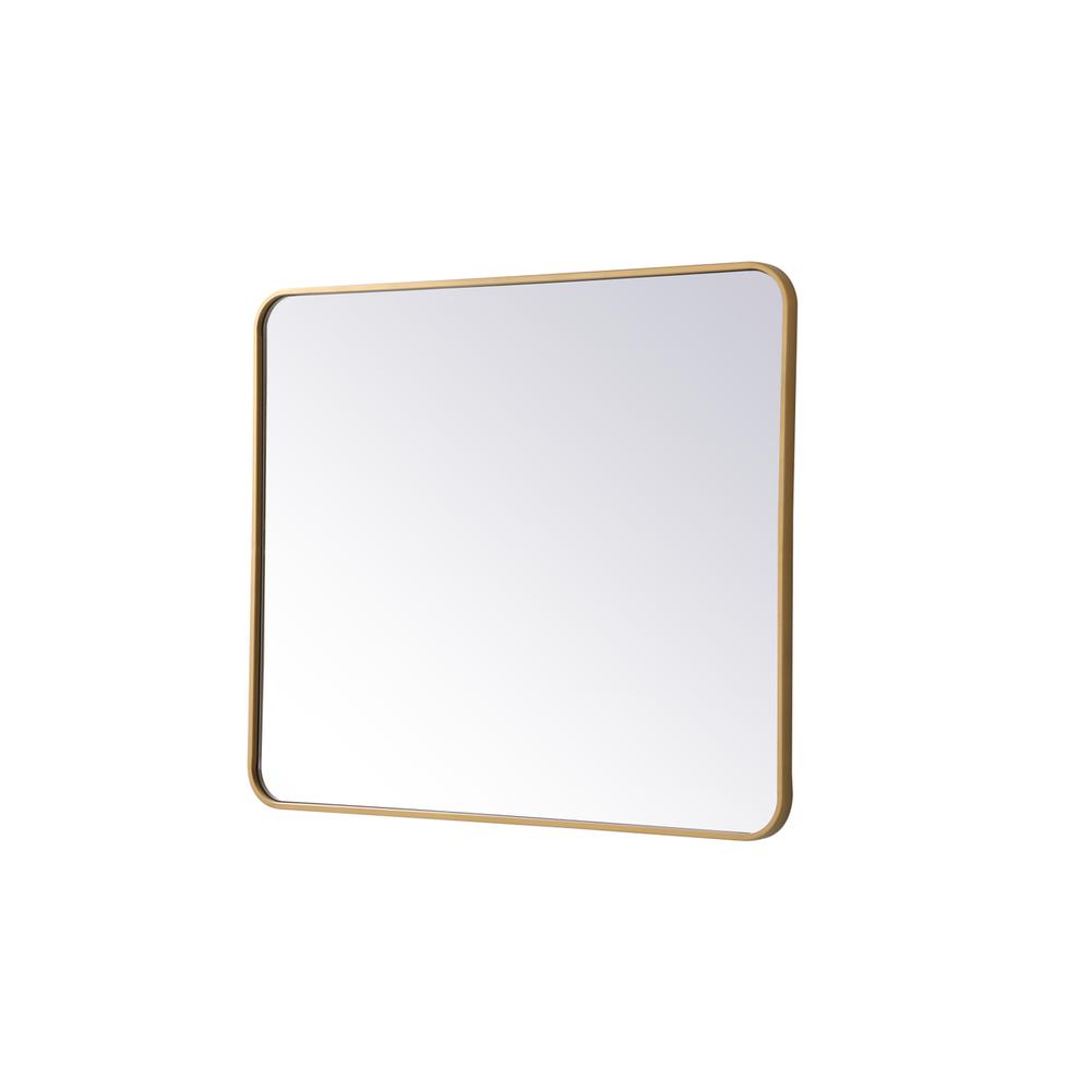Soft corner metal rectangular mirror 30x36 inch in Brass. Picture 5