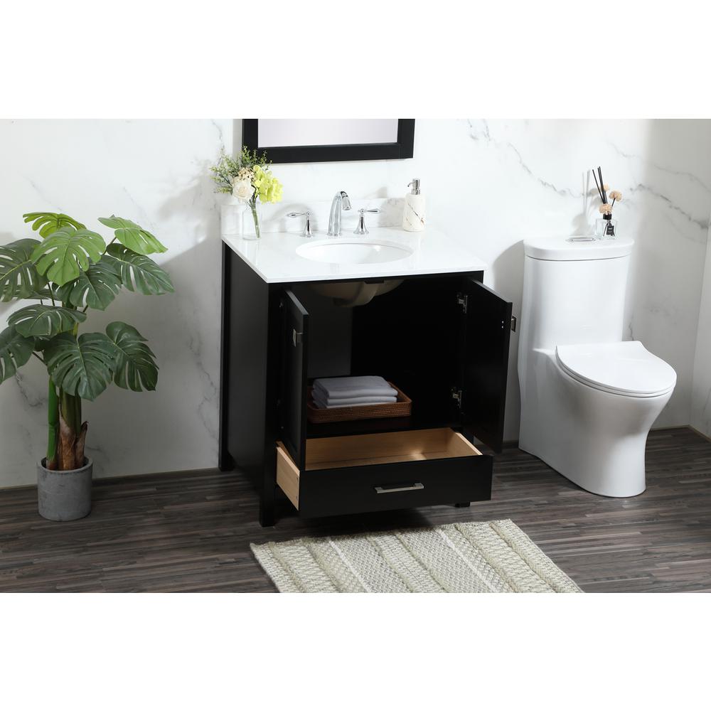 30 inch Single bathroom vanity in black with backsplash. Picture 3