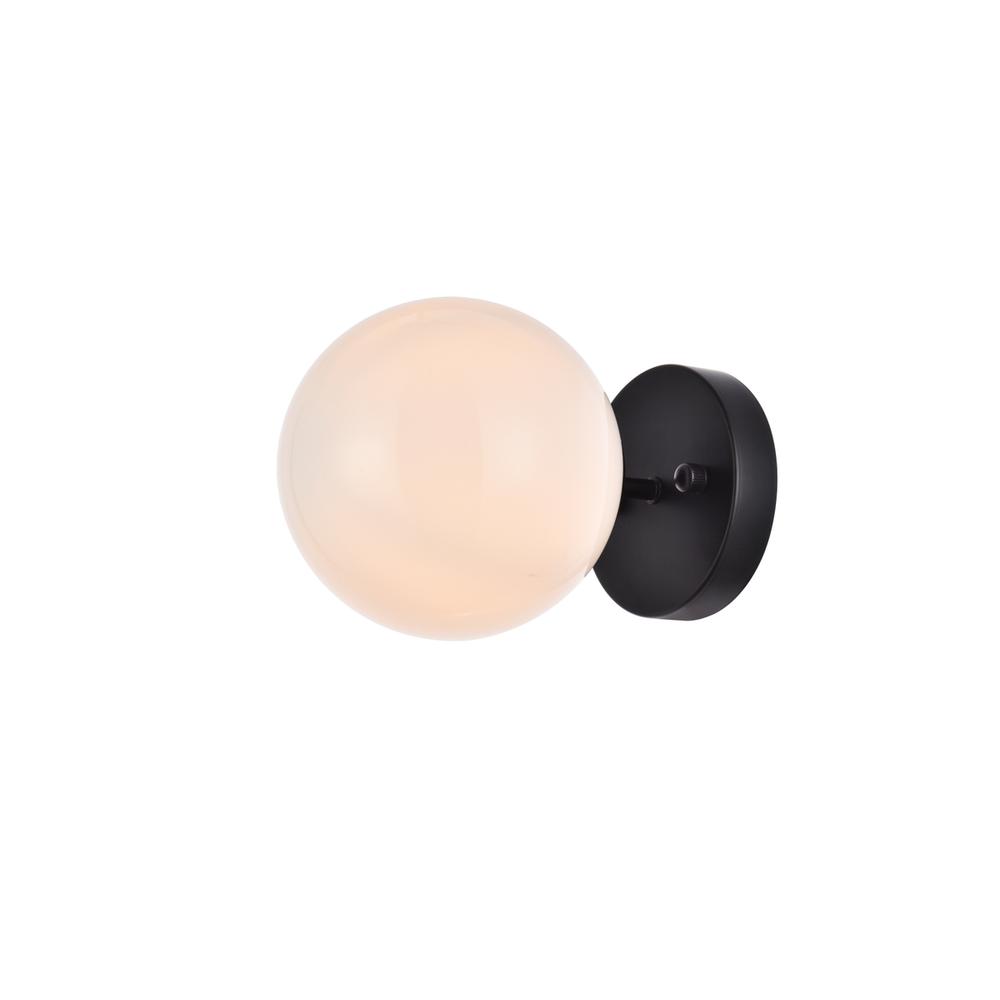 Mimi six inch dual flush mount and bath sconce in black with frosted glass. Picture 1