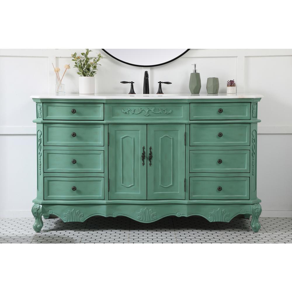 60 inch Single bathroom vanity in vintage mint. Picture 14