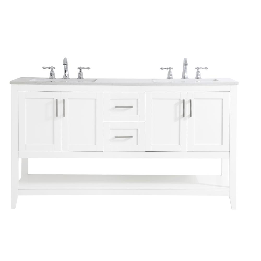 60 inch Double Bathroom Vanity in White. Picture 1