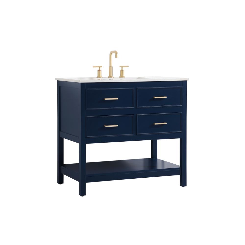 36 inch Single bathroom vanity in blue. Picture 7