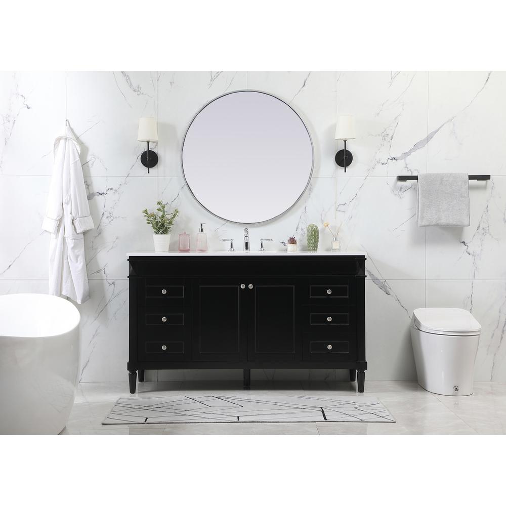 60 inch Single bathroom vanity in black. Picture 4